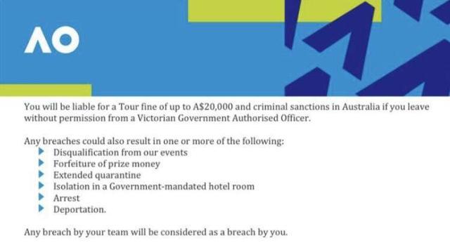 开云-爱游戏-澳网出台史上最严防疫隔离政策：团队犯错球员承担